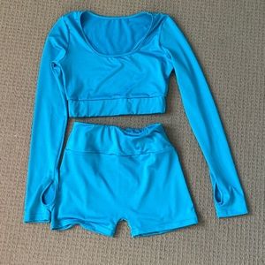 Blue Long Sleeve Workout Set